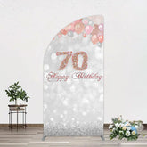 Lofaris Glitter Bokeh Balloons Happy Birthday Half Moon Arch Backdrop